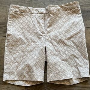 Mario Serrani‎ Italy Size 8 Comfort Stretch Chino Shorts Tan Geometric Print